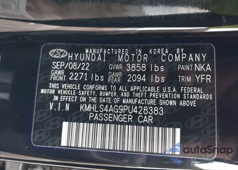 2023 Hyundai Elantra Sel z USA, uszkodzony, nr VIN KMHLS4AG9PU428383